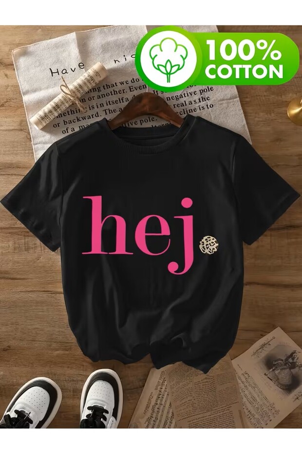 Hej Leopard Pattern Printed Women's Cotton T-Shirt