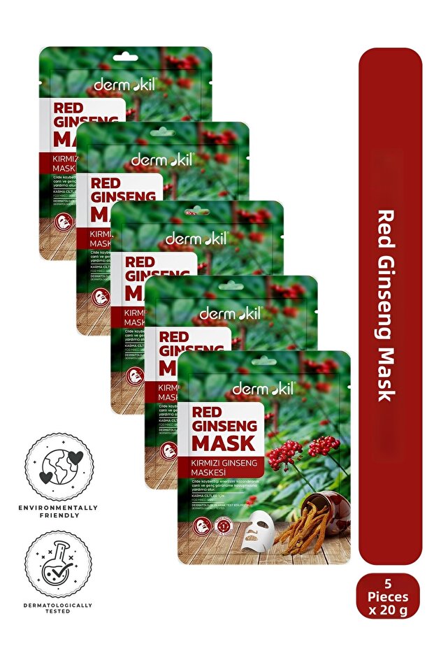 Red Ginseng Paper Face Mask (for Combination Skin) 20 g X 5 Pieces