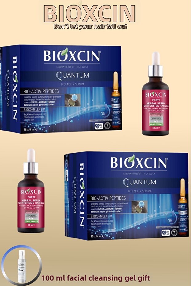 Quantum for Spilt and Volumeless Hair (X2) 15X6Ml + Forte Serum (2X) 50ml+100 ml Gel Gift