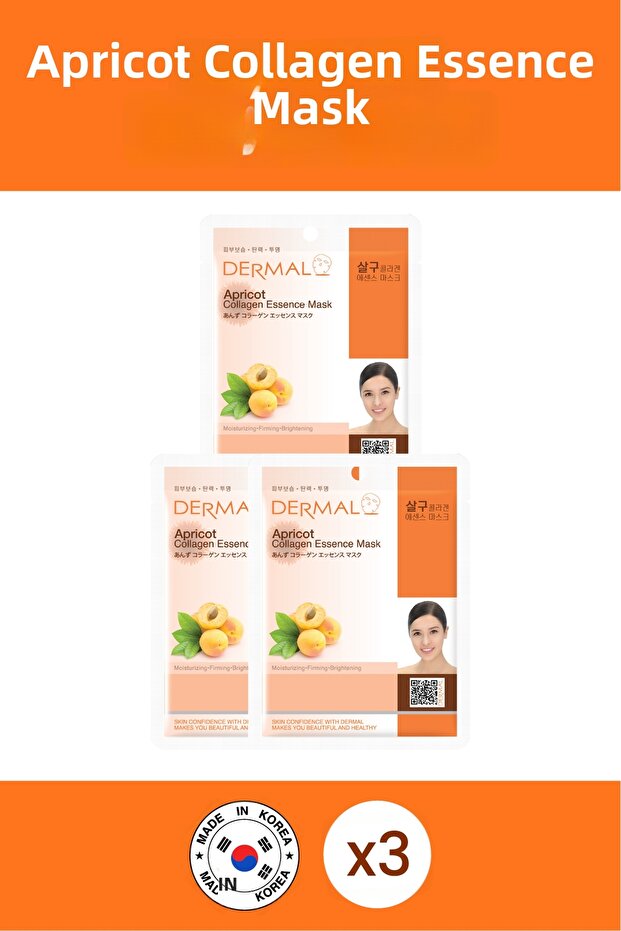 23 Gr 3 Pieces - Moisturizing, Firming and Brightening Apricot Extract Collagen Mask