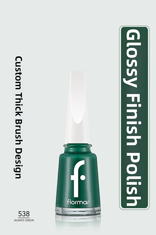 High Pigmented Shiny Finish Nail Polish - Nail Enamel -538 Always Green- 8682536047814
