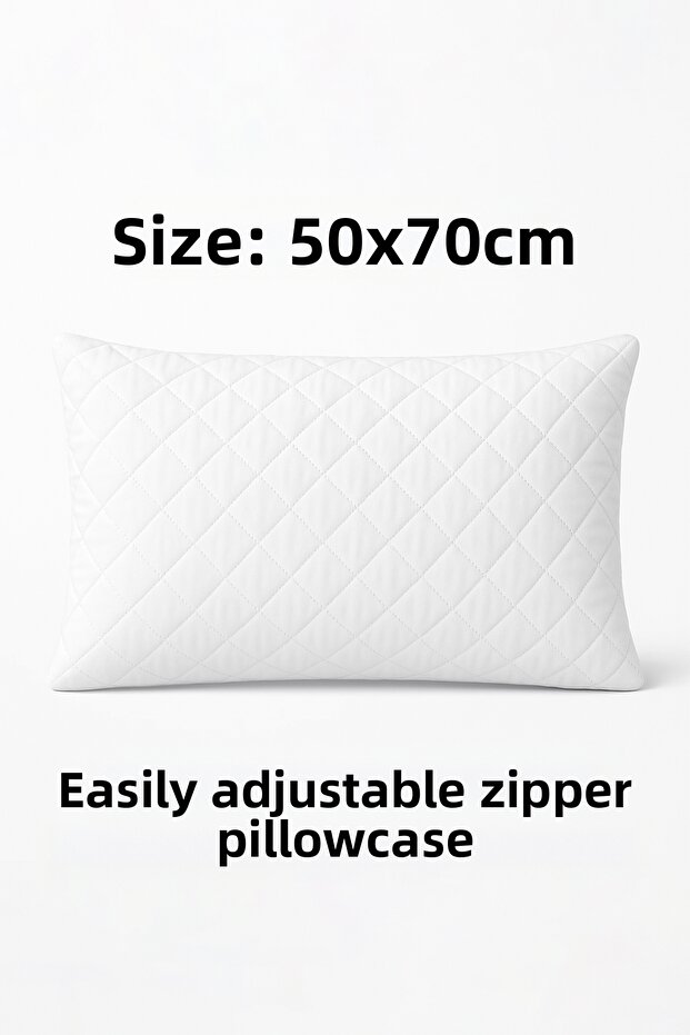 2 Quilted 50X70Cm Pillow Mattresses | Zippered Pillow Protector Cover Set of 2