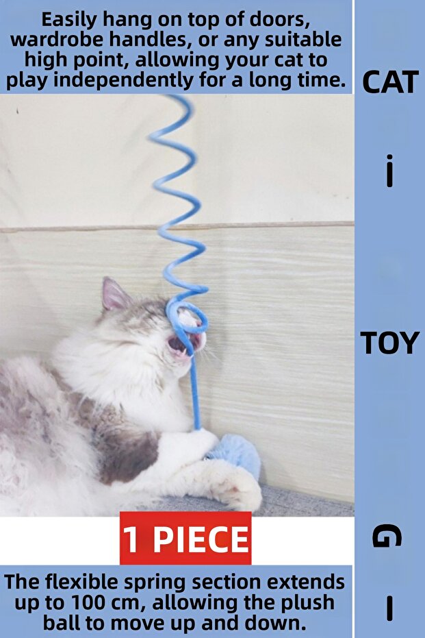 Pet Pet Engaging Cute Educational Elastic Springy Hangable Plush Cat Play Fishing Rod 100 cm