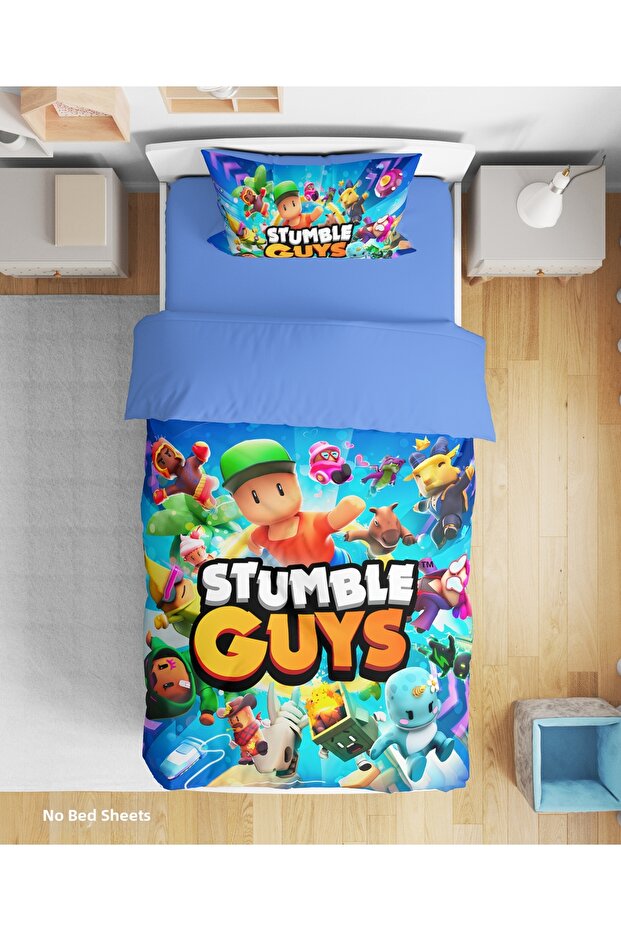 طقم سرير للأولاد من Stumble Guys مطبوع رقميًا ثلاثي الأبعاد بدون ملاءات