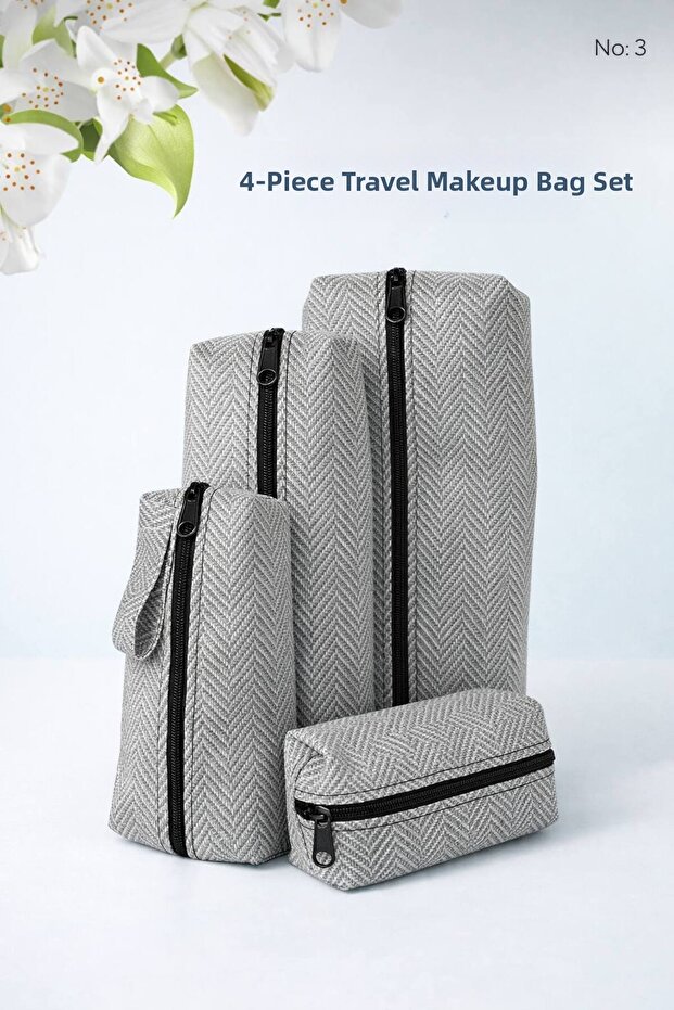 حقيبة مكياج مكونة من 4 قطع - 1