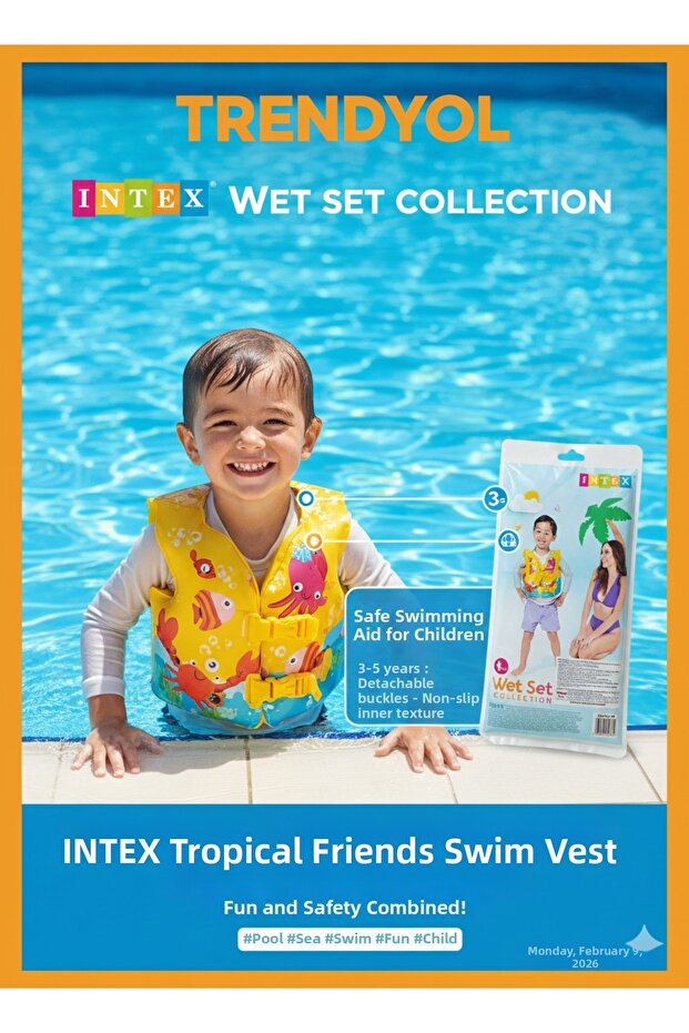 Inflatable Life Vest - Patterned Baby and Child Swimming Aid with Adjustable Clip