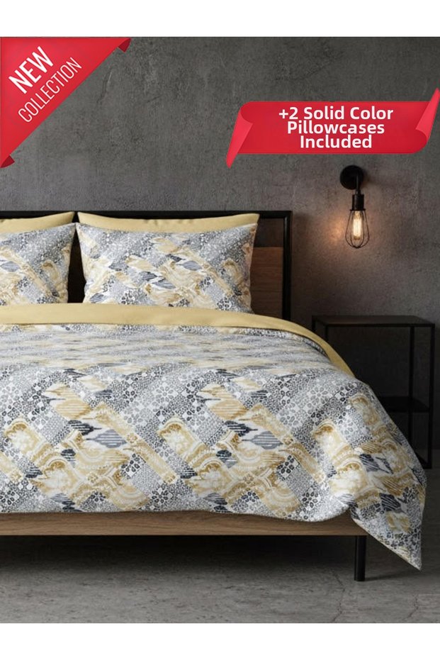 4-Piece Double Duvet Cover Set Kırkyama Yellow