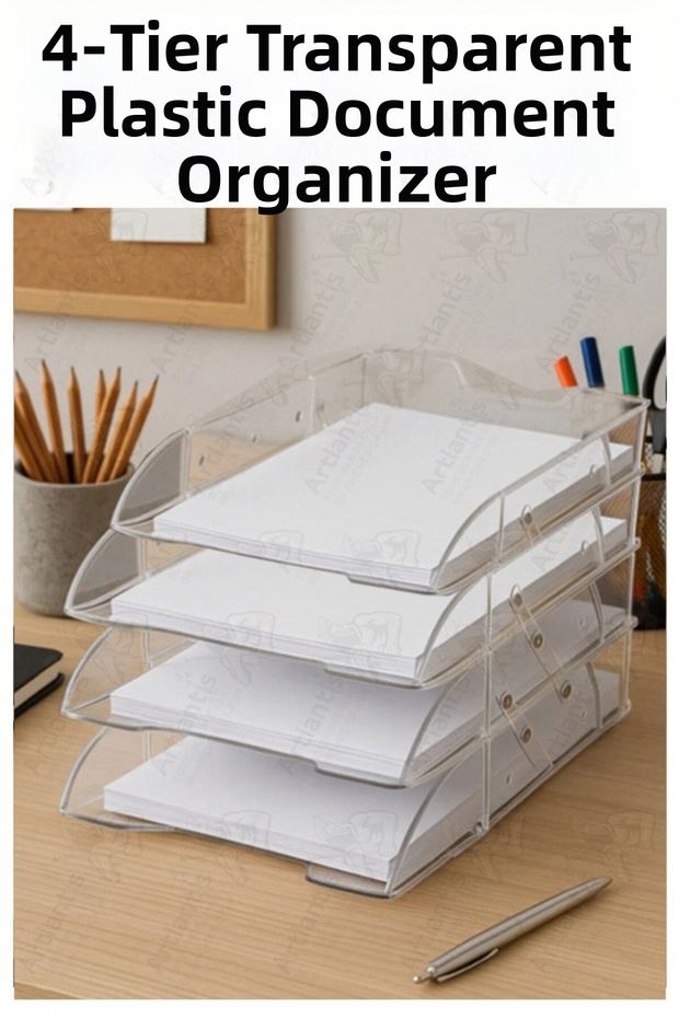 Document Rack 4-Piece Transparent Desktop 1 Pack Plastic Document Rack Table Top Transparent Movable A4 File Organizer