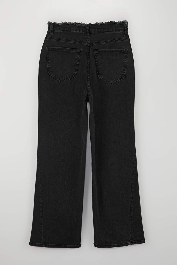 Antrasit Yüksek Bel Geniş Paça Comfort/Orta Esnek Wide Leg Büyük Beden Jeans TBBSS26CJ00003 - 6