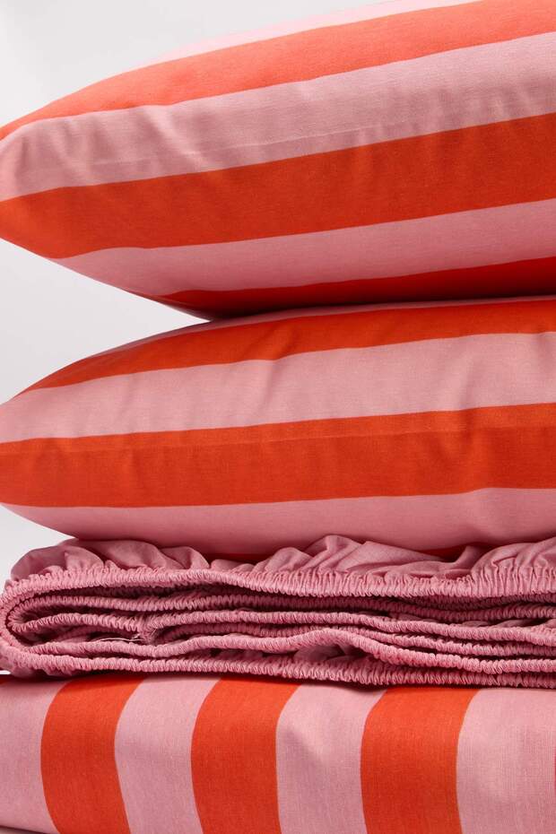 Çift Kişilik Kolay Ütülenebilir Çizgili Lastikli Çarşaflı Nevresim Takımı 200x220cm TPHSS25CKN00004 - 4