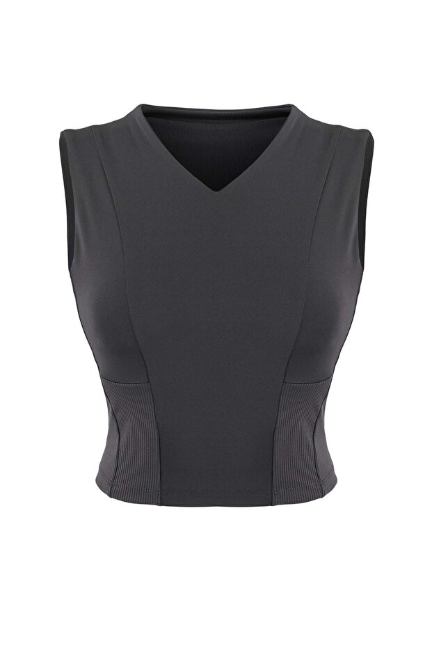 Antrasit 2 Katlı İçi Pedli Örme Spor Üst/Bluz THMSS26BZ00005 - 7