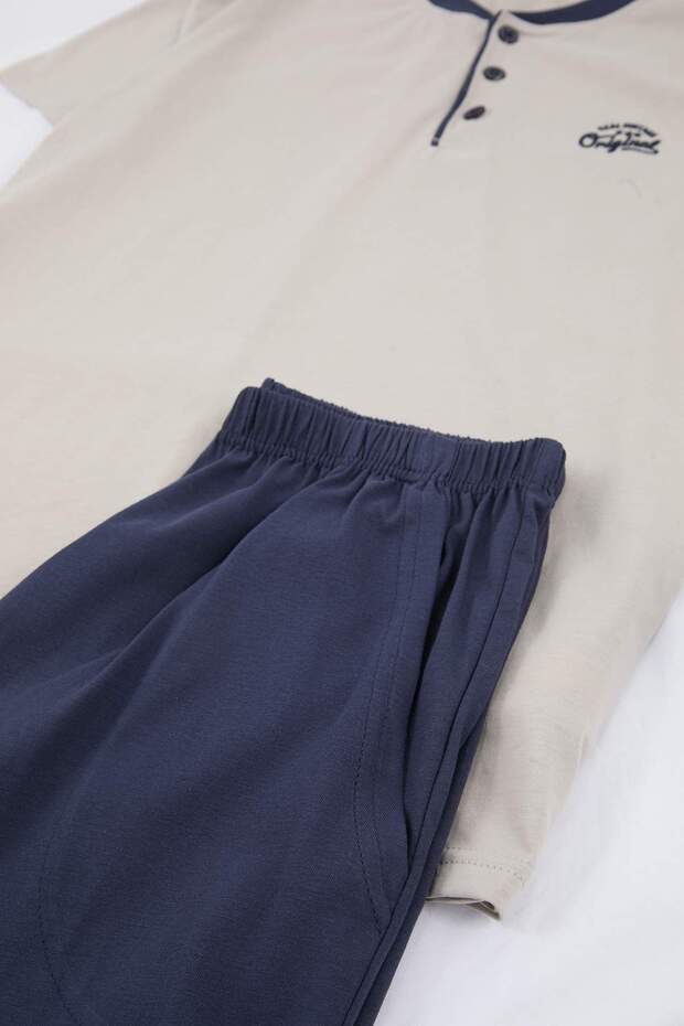 Gri Regular Düğmeli Yaka Örme Pijama Takımı TMNSS26PT00033 - 6