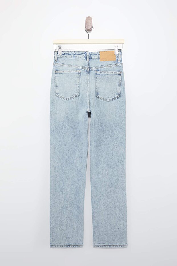Premium Mavi More Sustainable Özel Kumaş Yüksek Bel Az Esnek Mom Jeans TWOSS26JE00113 - 12