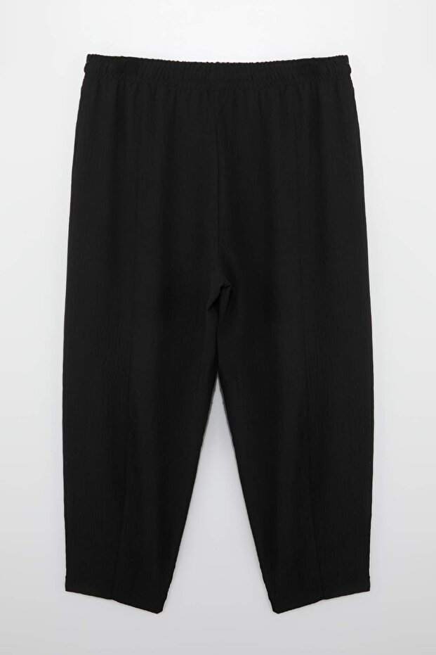 Siyah Havuç Fit Dokuma Büyük Beden Pantolon TBBSS26AR00005 - 6