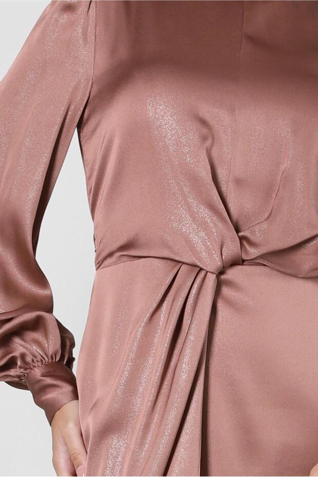 فستان سهرة بحزام أمامي 50328 - 4