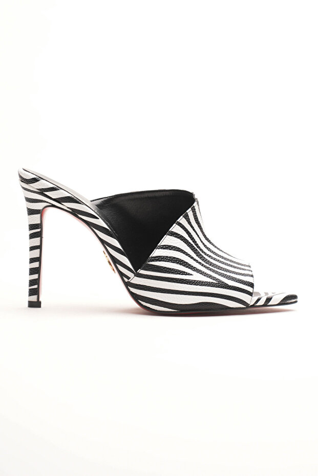 Women's Design Thin Heeled Slippers Carolina Zebra