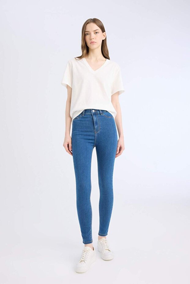 Jegging vysoký pas ke kotníkům úzké kalhoty Jean Pants B7498ax24sp - 4