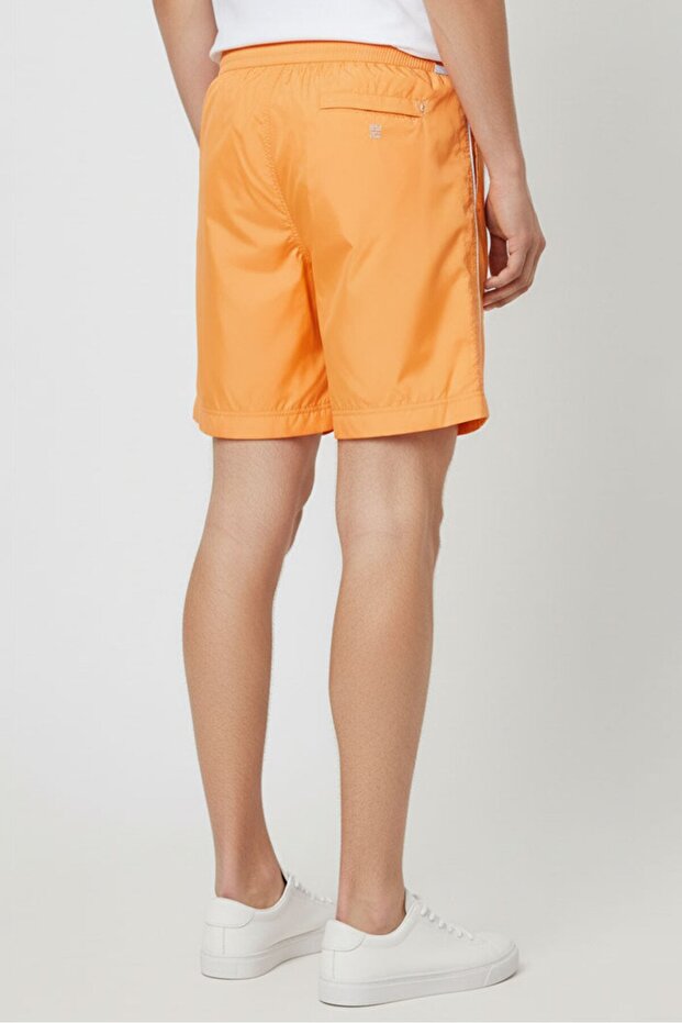 Men Drawstring Brand Logo Basic Shorts, Orange - 3