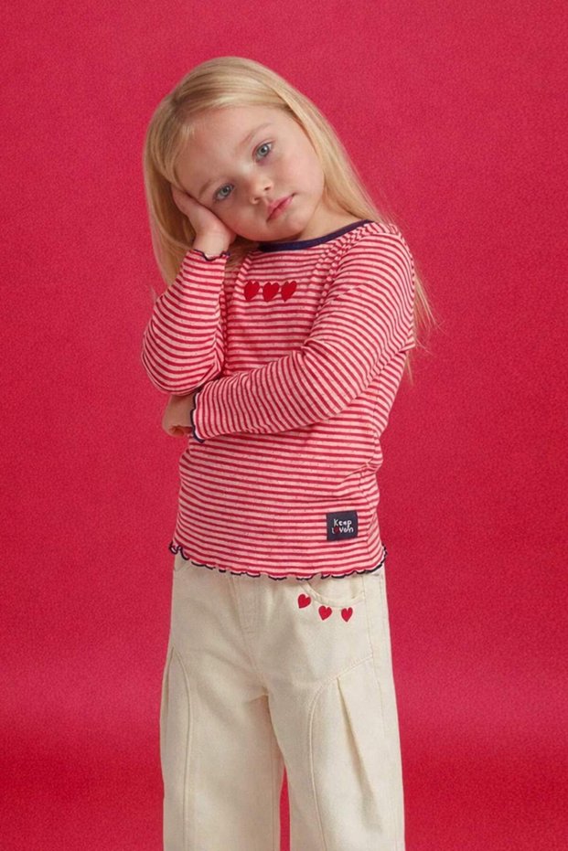 Crew Neck Striped Long Sleeve T-Shirt Baby Girl G7463A526Sp