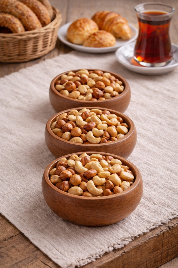 3 Adet Kayın Ağacından Üretilmiş Ahşap Doğal Çerezlik 9 CM - 3 LÜ set - 1