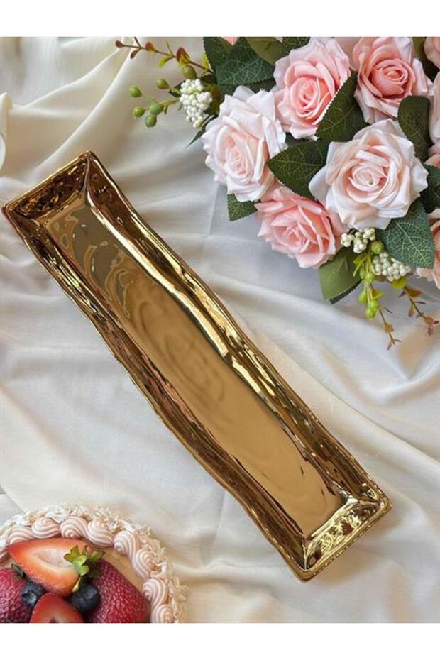 طبق تقديم مستطيل لامع 9x36 سم - 1