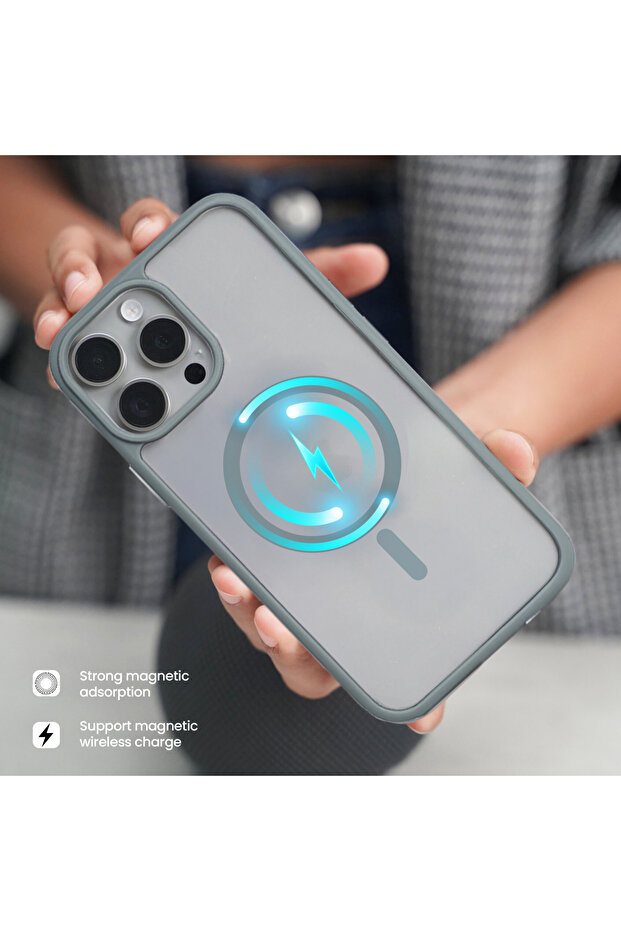 جراب مغناطيسي لهاتف آيفون 13 برو ماكس، متوافق مع تقنية ماج سيف، ظهر غير لامع شفاف - 5