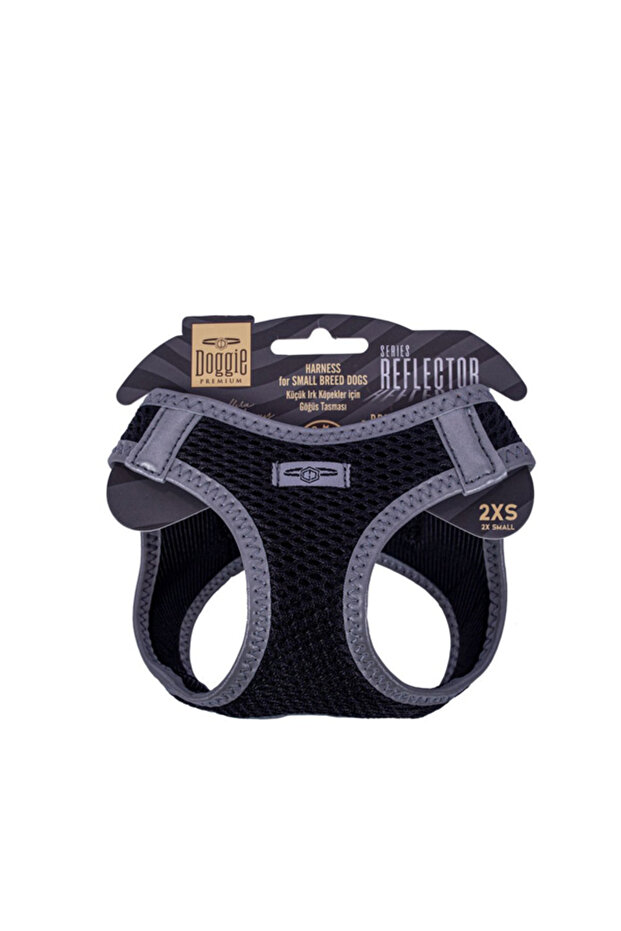Cool Woven Reflector Small Breed Dog Chest Collar Xxsmall Black 26-30 cm