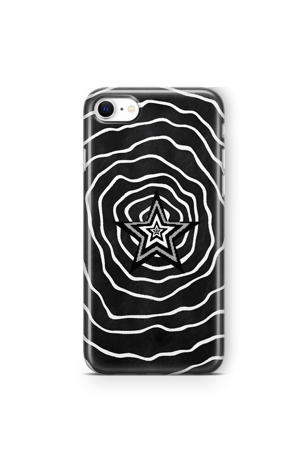 iPhone Se 2020 / 2022 Compatible Black and White Star Pattern Transparent Phone Case