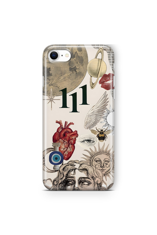 iPhone 6 Plus / 6S Plus Compatible Transparent Phone Case with Astro Symbolic Collage and 111 Energy Pattern