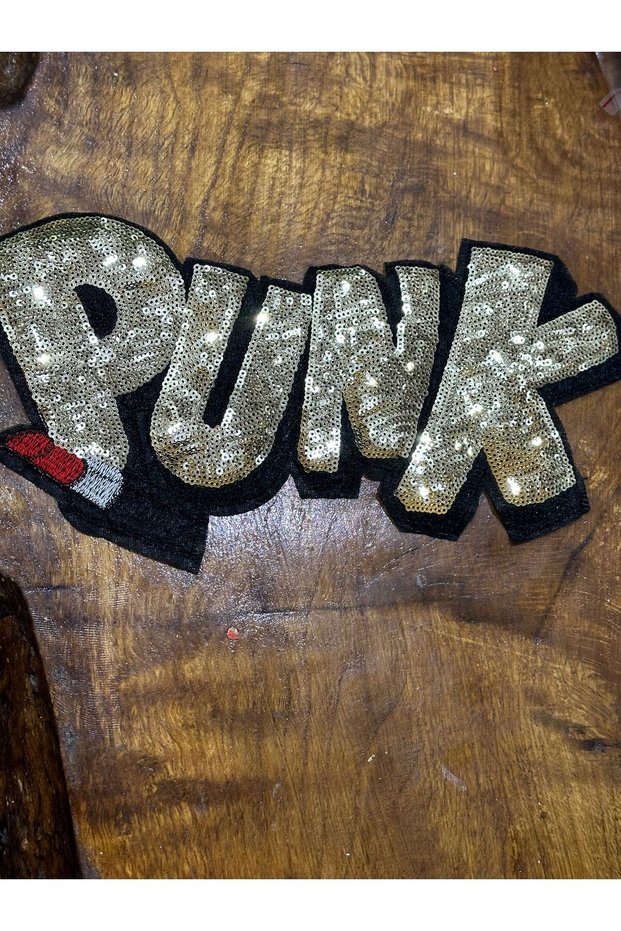 Sequin Embroidery Punk Lettering Emblem Sewing Accessory 27X13 cm