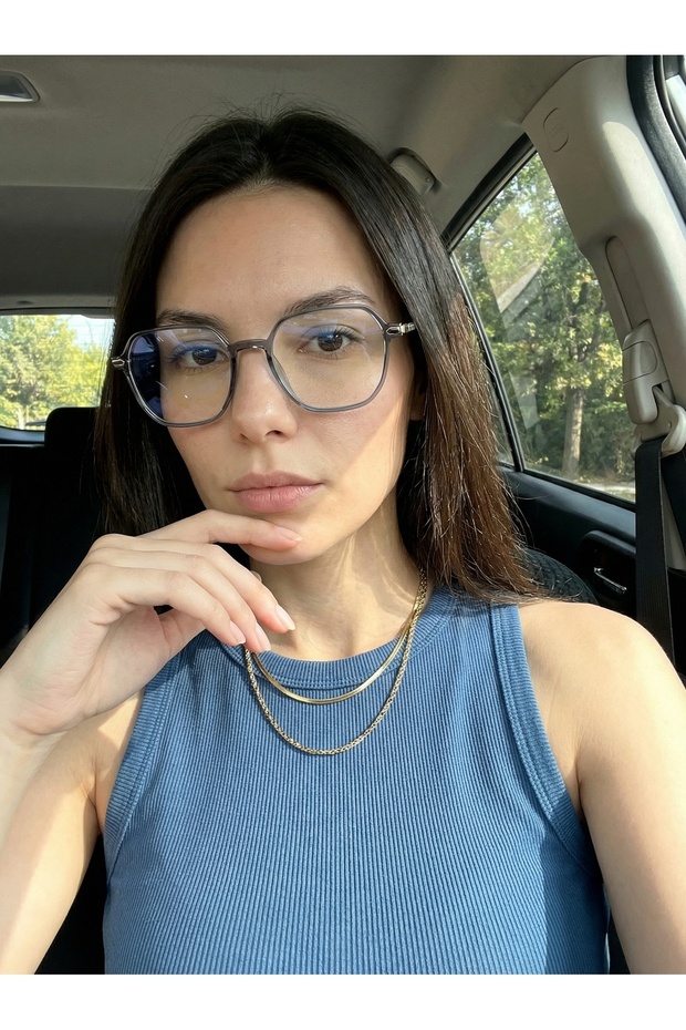 Geometric Unisex Black Women Men Blue Light Protected Lightweight Glasses