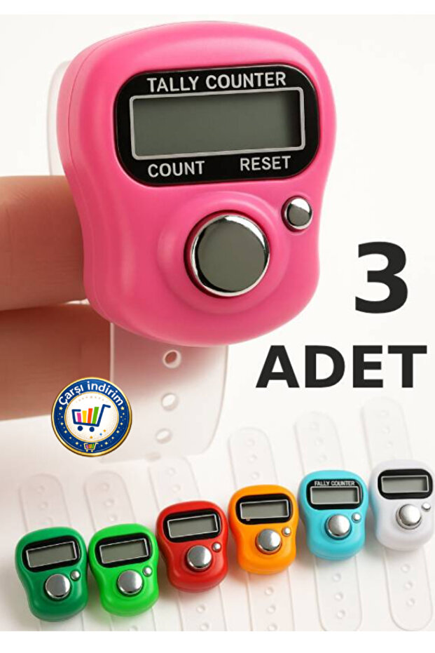 3 Pieces Zikirmatik Colorful Digital Counter Ring Tasbih Pulling Salavat Zikir and Worship Counter