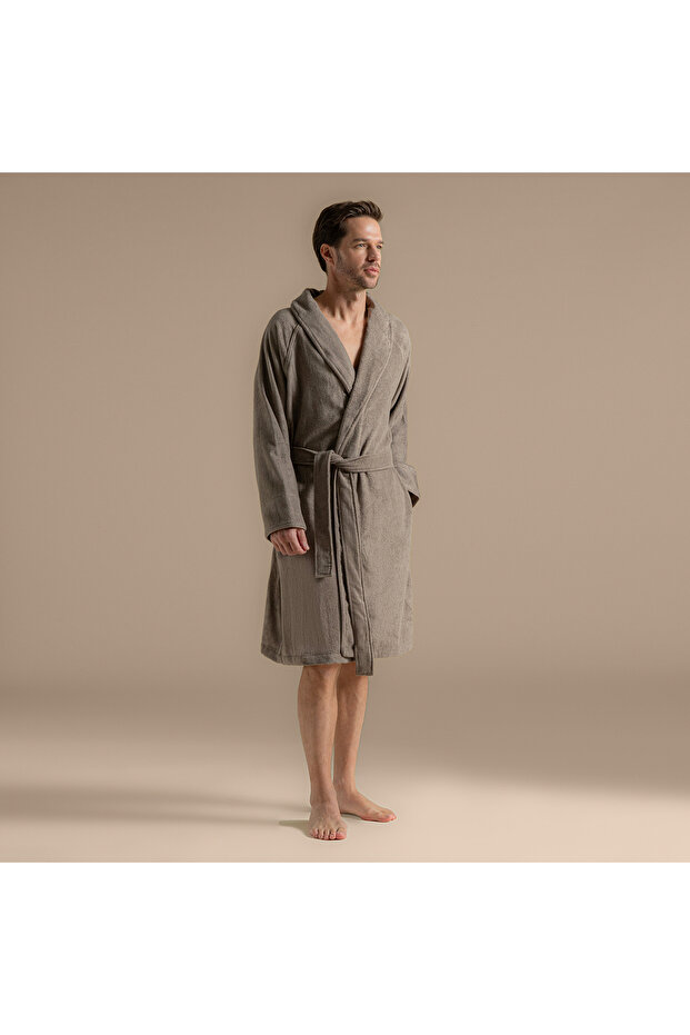 Solid Unisex Bornoz Vizon - 7