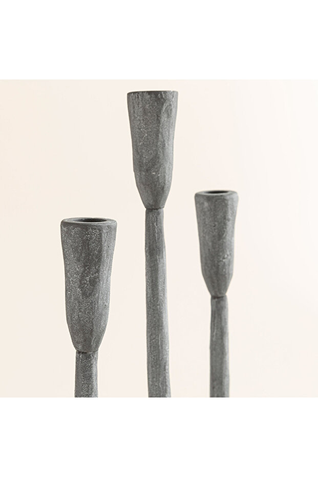 Hanner 3'Lü Şamdan Gri - 4