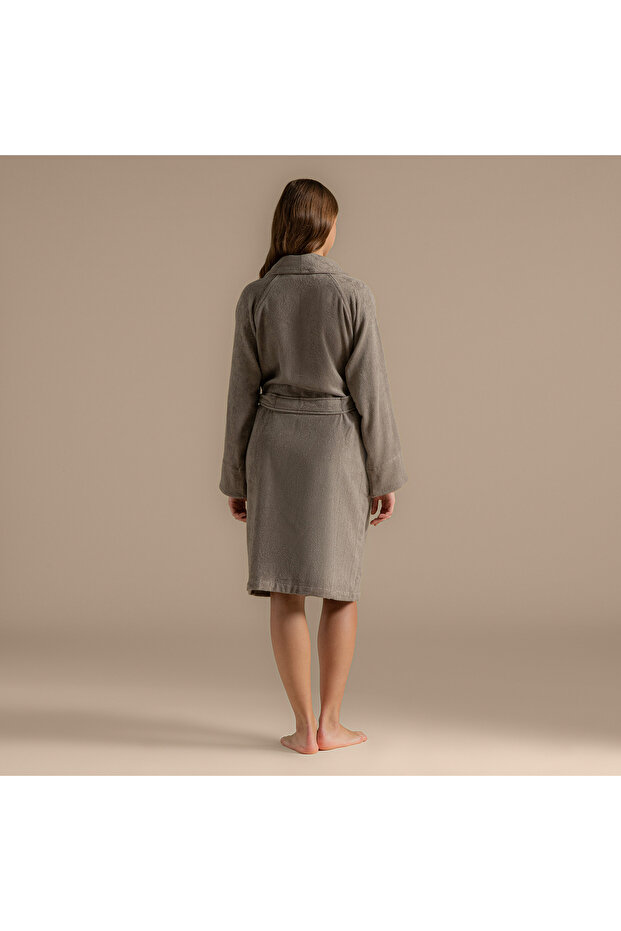 Solid Unisex Bornoz Vizon - 5