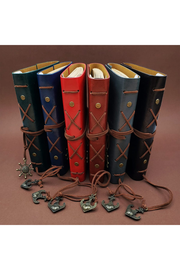 دفتر ملاحظات بتصميم بوصلة جلدية - 3