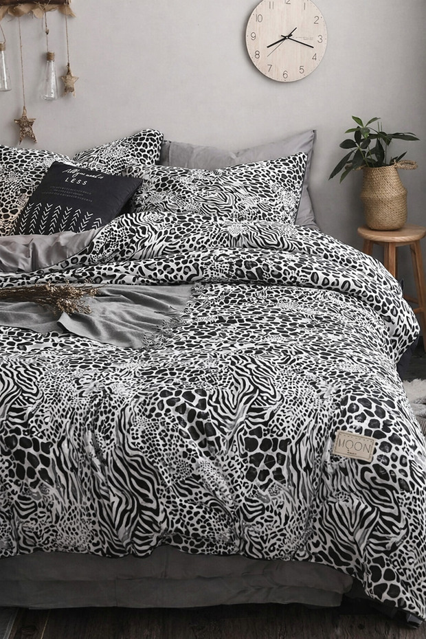 Σετ Παπλωματοθήκης με Ελαστικό Σεντόνι Μονό Python Μαύρο - 2