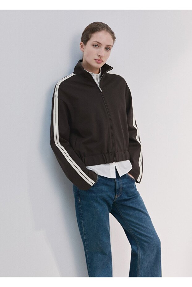 Kontrast çizgili sweatshirt - 6