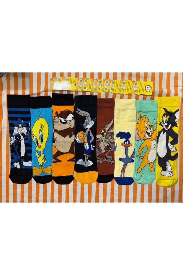 8 Pack Cartoon Heroes Patterned Colorful and Cotton Socks