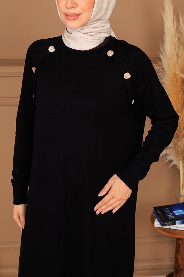 DÜĞMELİ TRİKO ELBİSE - 7