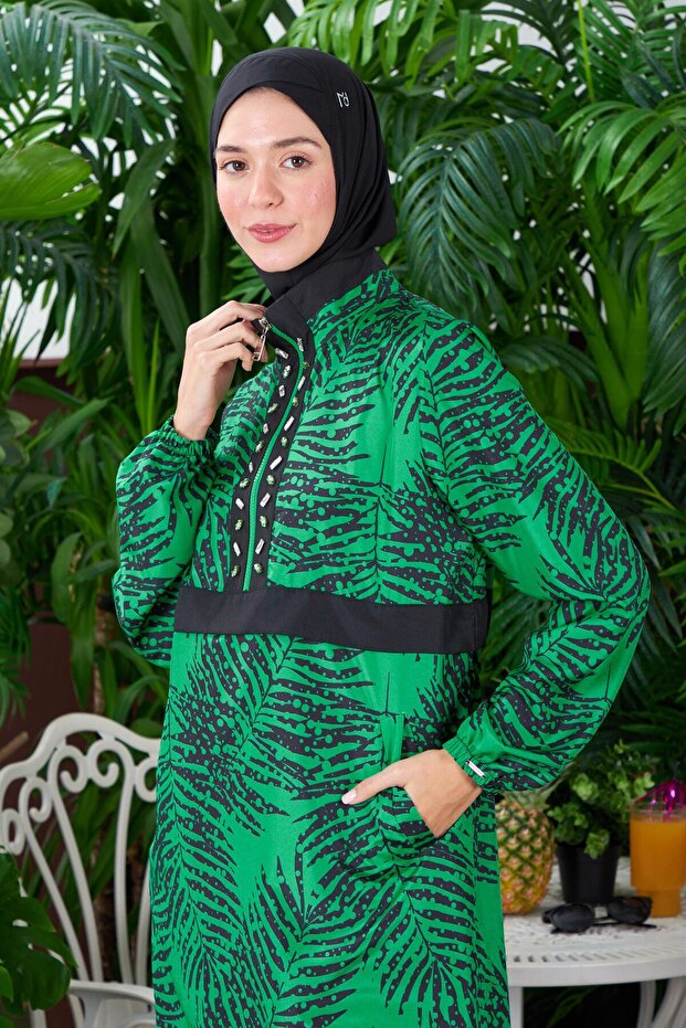 Leaf Patterned TESETURY SWIMSUIT - 3