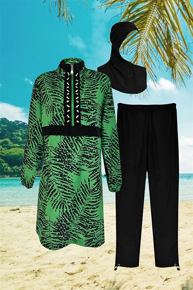 Leaf Patterned TESETURY SWIMSUIT - 6