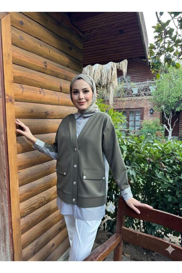 HIRKA GÖRÜNÜMLÜ DÜĞMELİ TUNİK - 1