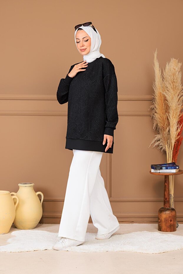 KABARTMA DESENLİ SCUBA TUNİK - 3