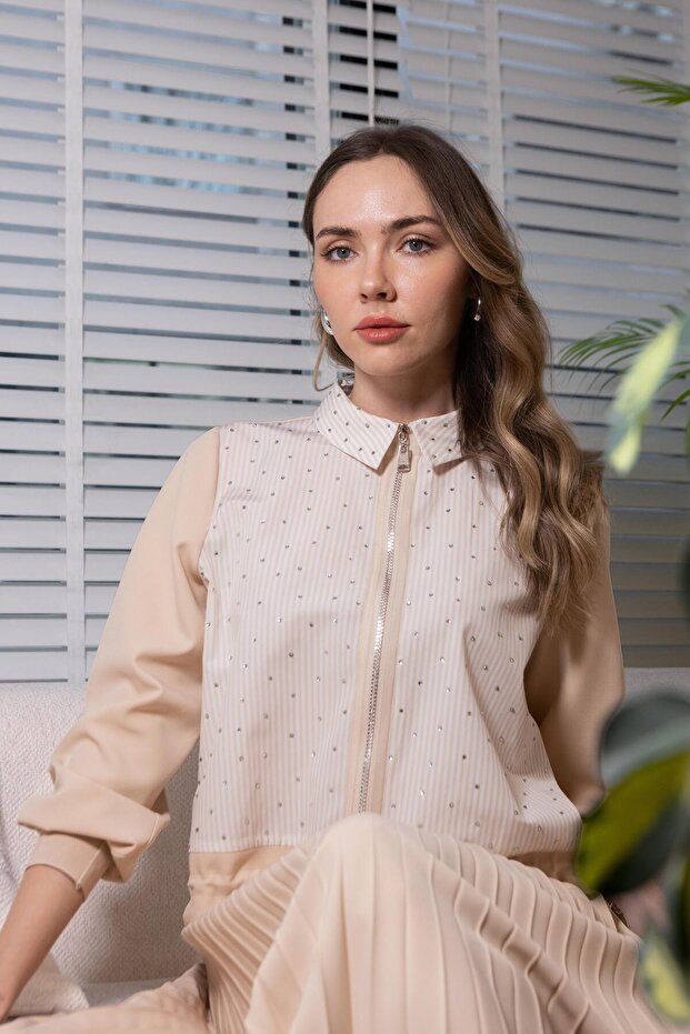 ÇİZGİLİ TAŞLI ETEKLİ TAKIM - 3