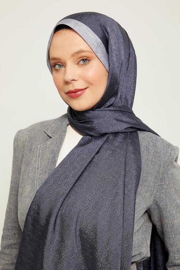 K.Grey Ring Pattern Monogram Shawl - 2