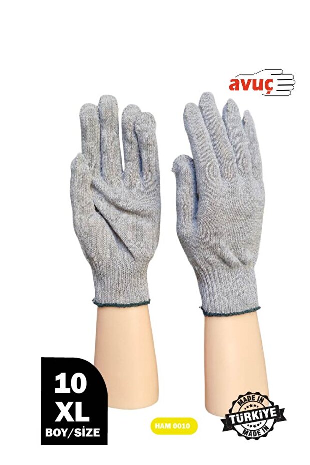 5 Çift Ham Örgü ( Örme) Pamuk Iş Eldiveni. . - 5