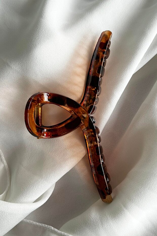 مشبك مزلاج بنقشة الفهد البني - 3