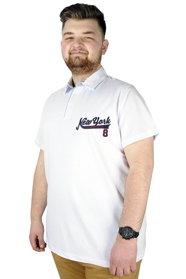 Mode XL Men's t Shirt Polo New York Throwback 22302 White