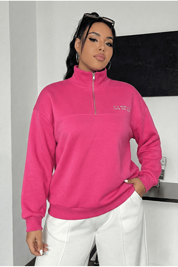 سويت شيرت بسحاب مضلع بثلاثة خيوط - 1